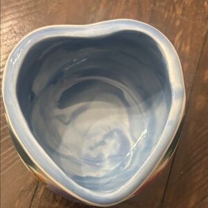 Vintage Gail Pittman Ceramic Heart Vase with Sky Blue Interior